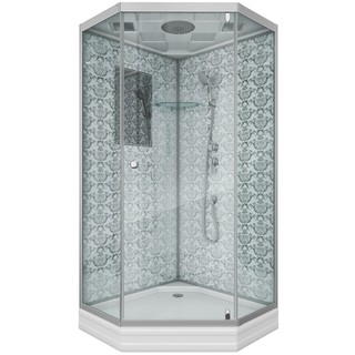 Душевая кабина Niagara Luxe NG-7701DW (90x90х210) низкий поддон(15см),дверь распашная,стенки серебро,3 места