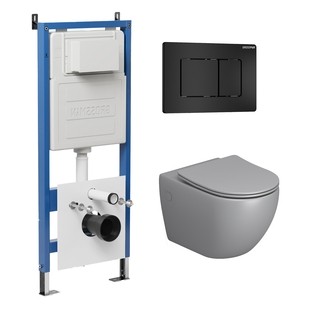 Комплект 3 в 1: Grossman инсталляция 900.K31.01.000+клавиша 700.K31.04.21M.21M черный матовый+унитаз GR-4440BMS, 3 места