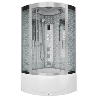 Душевая кабина Niagara Luxe NG-7710W (100x100х215) высокий поддон(45см),дверь раздвижная,стенки серебро,4 места