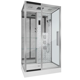 Душевая кабина Niagara Luxe NG-7713WL (82x120х215) низкий поддон(15см),дверь раздвижная,стенки серебро,5 мест