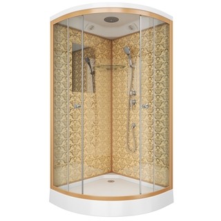Душевая кабина Niagara Luxe NG-7701G (90x90х210) низкий поддон(15см),дверь раздвижная,стенки золото,3 места