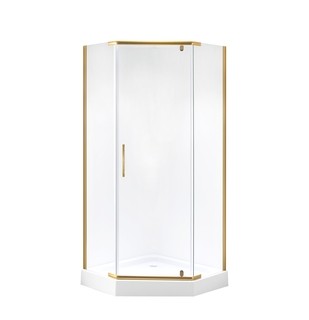 Душевое ограждение Niagara Nova NG-6434-08GOLD (100х100х195) трапеция,золото,двери распашные,стекло прозрачное,1 место
