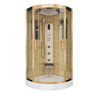 Душевая кабина Niagara Luxe NG-7715G (90x90х215) низкий поддон(15см),дверь раздвижная,стенки золото,4 места