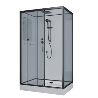 Душевая кабина Niagara Premium NG-6912-01QL BLACK (120х80х210) низкий поддон(16 см),черный,стекло тонированное,4 места