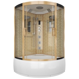 Душевая кабина Niagara Luxe NG-7744G (120x120х215) высокий поддон(50см),дверь раздвижная,стенки золото,4 места