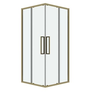 Душевое ограждение Grossman Cosmo 300.K33.02.8080.32.00 (80х80х195) квадрат,раздвижная,золото сатин,стекло прозрачное, 1 место