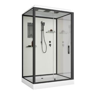 Душевая кабина Niagara Standart ST120/90/15Q/BL (120х90х215) прямоугольник,поддон 15см,распашная,проф.черный,3 места