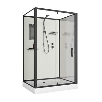 Душевая кабина Niagara Standart ST120/90/15Q/BL/BK (120х90х200) прямоугольник,поддон 15см,распашная,проф.черный,без крыши,3 места