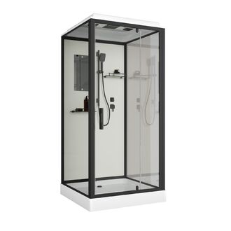 Душевая кабина Niagara Standart ST80/15Q/BL (80х80х215) квадрат,поддон 15см,распашная,проф.черный,3 места
