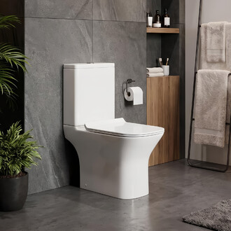 Унитаз напольный Grossman Classic GR-4464SQ-K44 (665х350х830) безободковый,белый с тонкой крышкой,микролифт,смыв торнадо,2 места