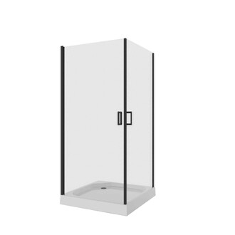 Душ. ограждение NG-6803-08 BLACK (90*90*195) квадрат, двери распашные, 1 место