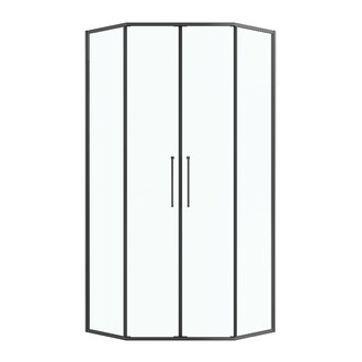 Душевое ограждение Niagara Nova NG-6838-90BL (90х90х195) трапеция,черный матовый,двери раздвижные,стекло прозрачное,1 место