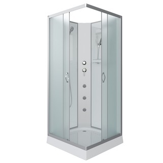 Душевая кабина Niagara Classic NG-1101-14BKG (90х90х200) низкий поддон(13см),стекло матовое,3 места с полкой