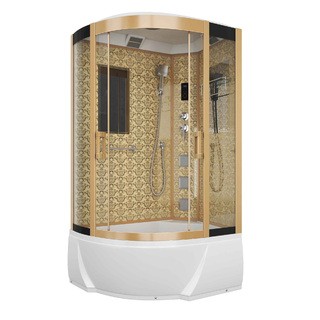 Душевая кабина Niagara Luxe NG-7712GR (80x120х215) высокий поддон(38см),дверь раздвижная,стенки золото,4 места